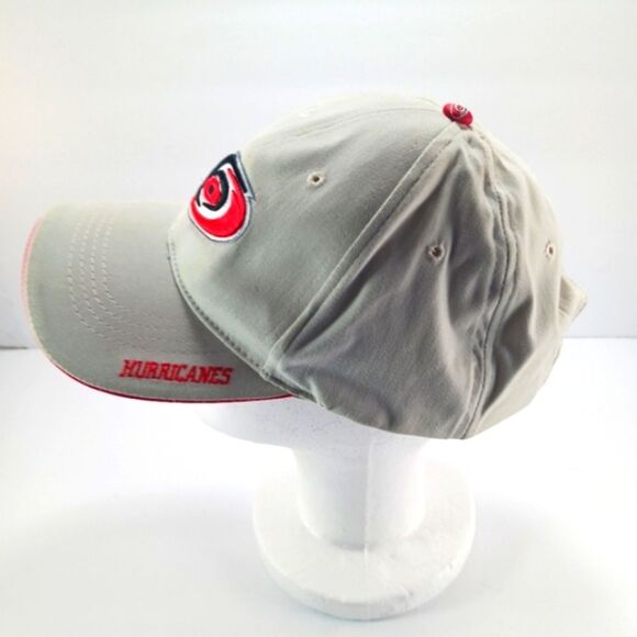 Vintage Drew Pearson Carolina Hurricanes Hat NHL Embroidered Tan/Red Hook&Loop - Picture 6 of 9